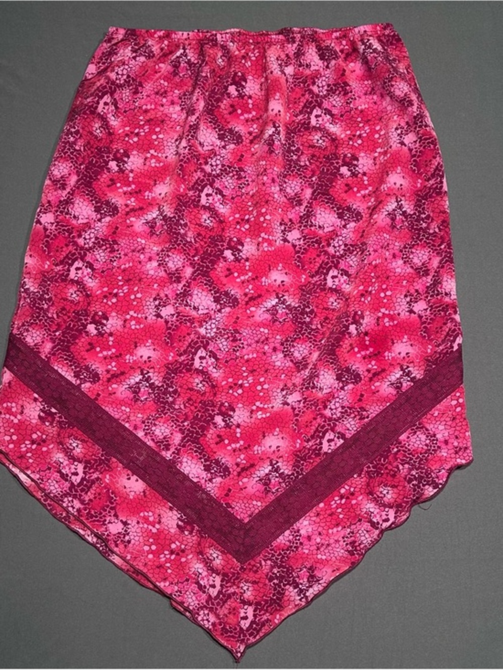 Y2K Xhilaration Pink Patterned Asymmetrical Hem Midi Skirt
